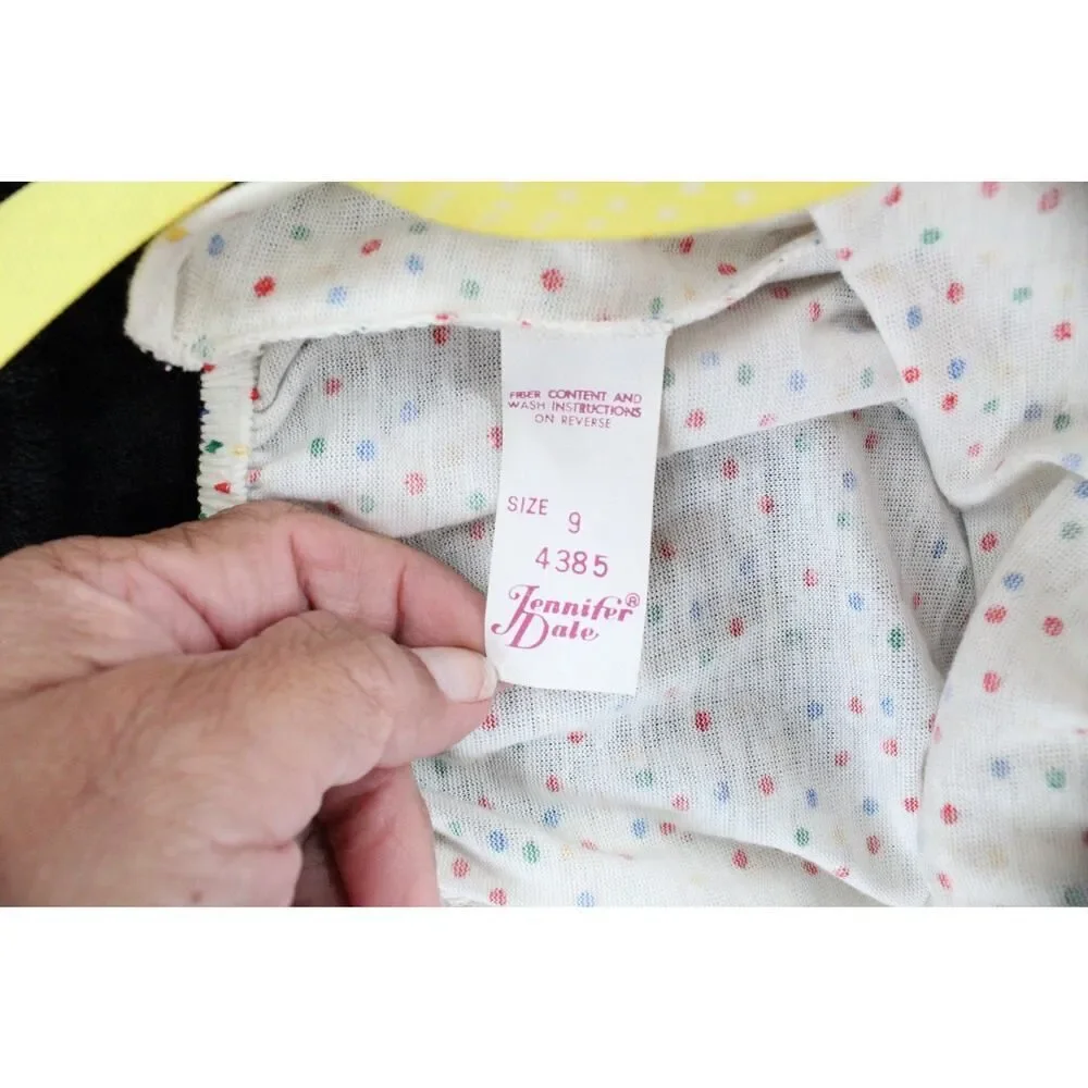 Vtg Jennifer Dale Polka Dot 70s Multicolor Romper Sz 9